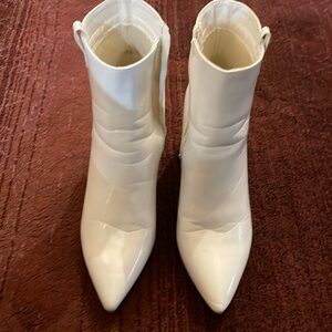 Retro white ankle boots